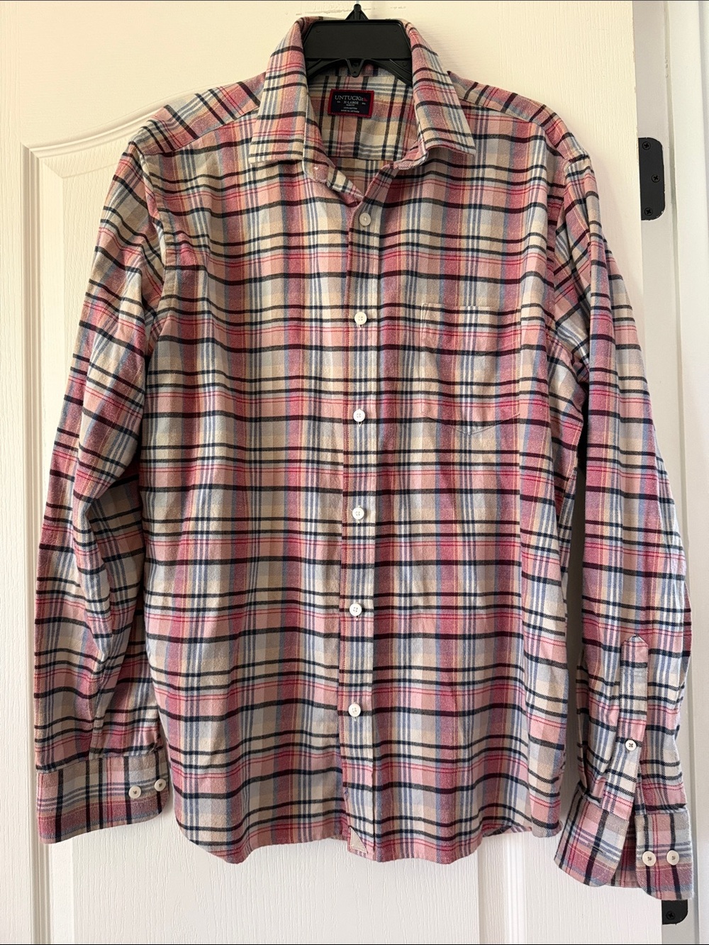 UNTUCKit Men’s Pink and Blue Plaid Button-Down Shirt